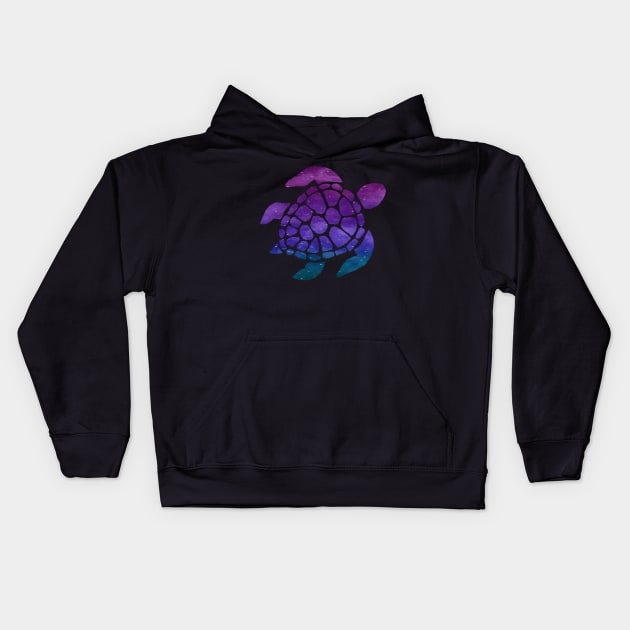 Blue Purple Teal Galaxy Turtle Kids Hoodie by Felicity-K